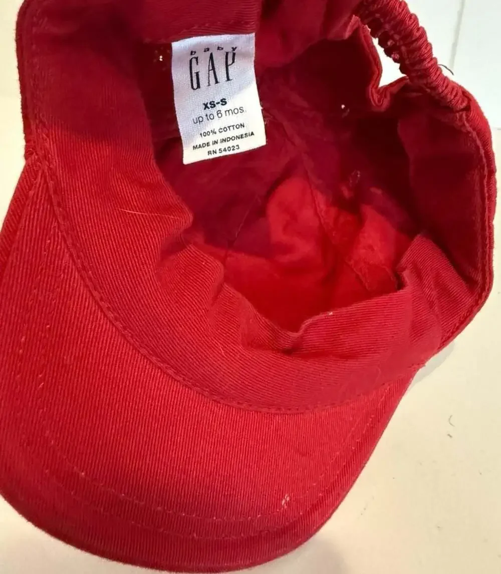 Baby Gap Red Baseball Cap with Logo Embroidery, Size XS-S (up to 6 months)